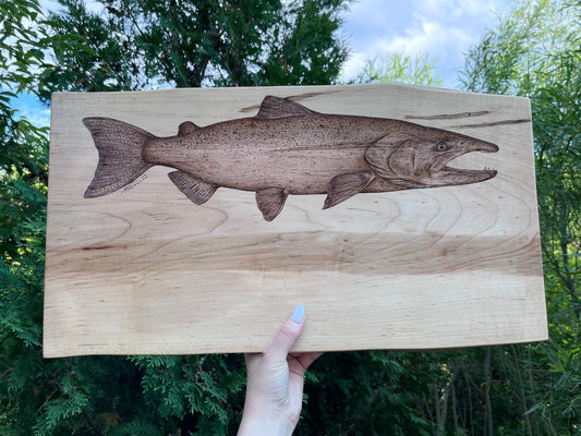 “King Piece” Chinook/King on Live-Edge Maple