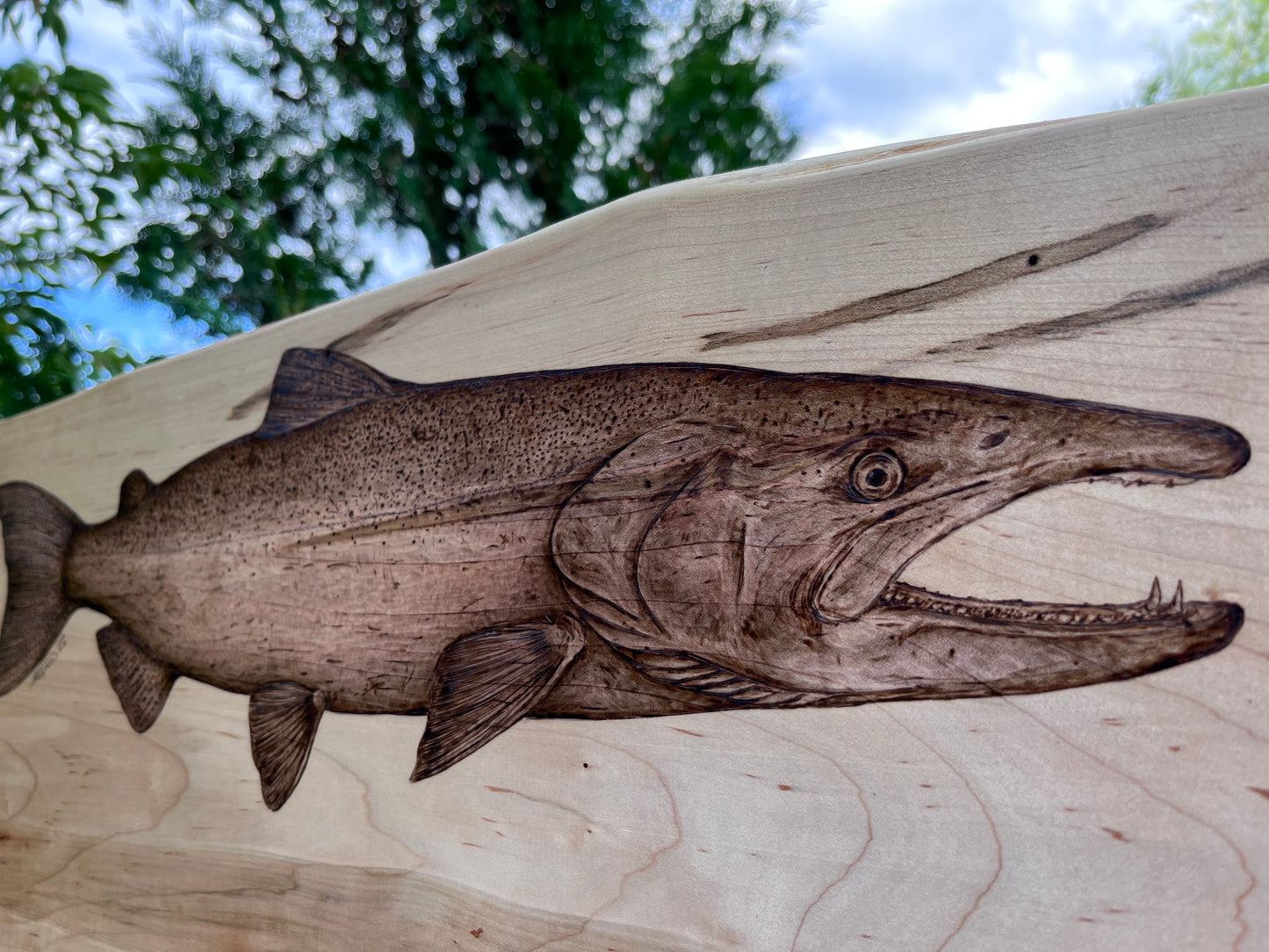 “King Piece” Chinook/King on Live-Edge Maple