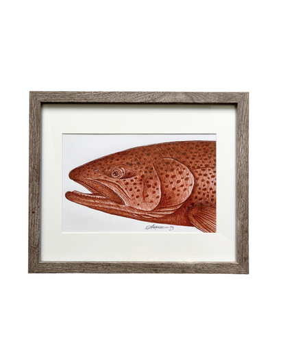 Sepia Brown Trout - Original Ink Illustration